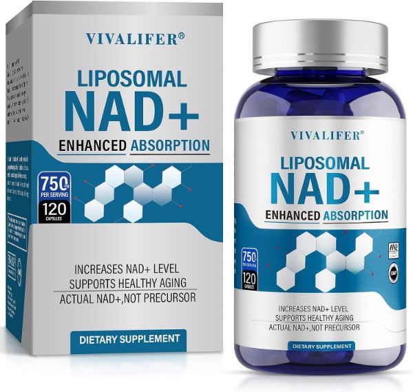 VIVALIFER Liposomal NAD+ Supplement, NAD+ 500mg with TMG 250 mg for Ultra Max Absorption, Promotes Anti-Aging, Energy and DNA Repair, Brain Function - 120 Capsules