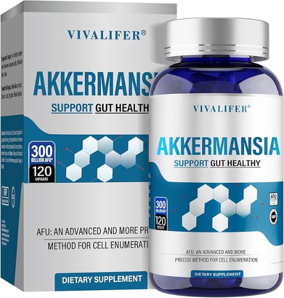 Picture of 300 Billion AFU Akkermansia Probiotic Supplement - 120 Capsules 2 Month Supply Supports Digestive, Immune & Overall Health - Increases GLP-1 Production - for Men & Women