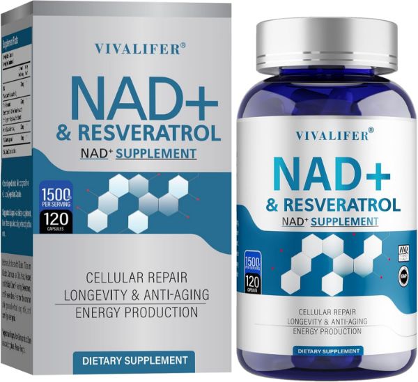 Picture of NAD+ Supplement 1500 mg - 120 Capsules (60 Day Supply) - True NAD+ & Resveratrol Supports Anti-Aging, Antioxidant Support, Metabolism & Energy Boost